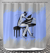 Elegant Rhythms Bathroom Curtain - Beyond T-shirts